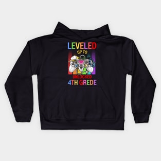 Leveled Up To Unlocked 4th Grade Video Game Back To School Kids Hoodie